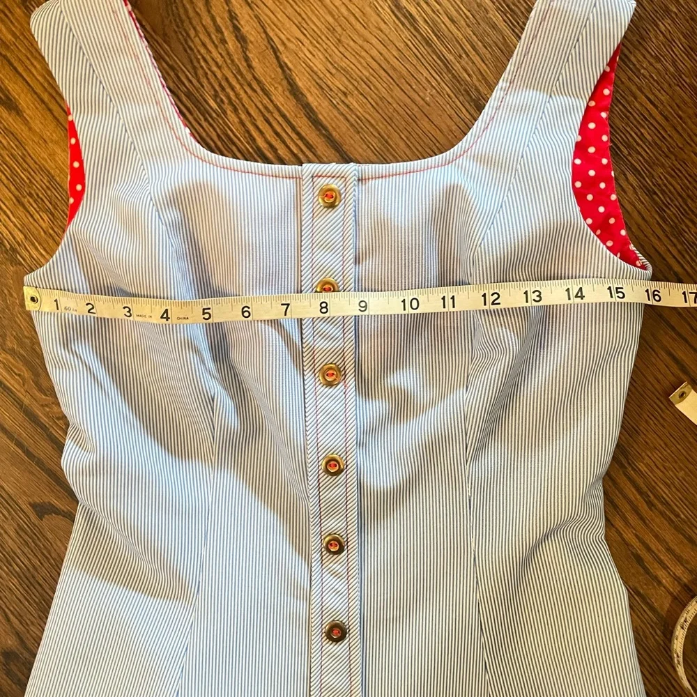 ⚓️Adorable blue striped vintage dress w/brass button front⚓️ - Picture 8 of 11
